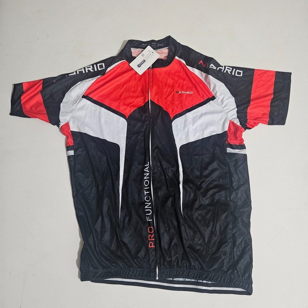 Nashrio Cycling Jersey Full Zip with Bottle Holders 100% Polyester Size 2XL